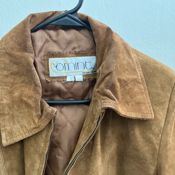 Vintage 100% Genuine Leather Brown Suede Fringe Zip Up Jacket - Picture 5 of 6